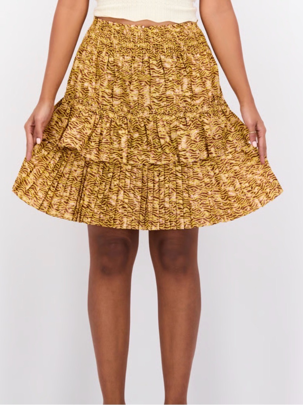 Scotch & Soda Sub Seeker Tiered Yellow Mini Skirt